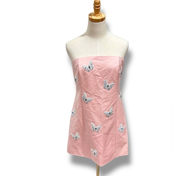 Mare Mare Strapless Ballerina Pink Butterfly Embellished Mini Dress Size Medium - Picture 2 of 12